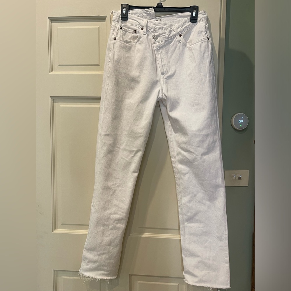 Agolde criss cross frayed jeans white 28